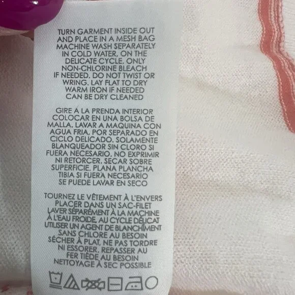 Cabi Women Cardigan Striped Medium Size Open Front Pockets Long Sleeves Orange - Picture 10 of 10